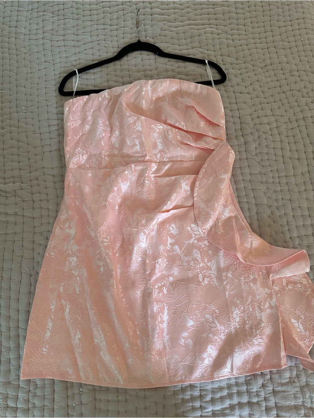 Strapless Blush Pink Jacquard Cocktail Dress